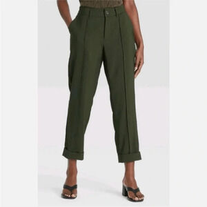 A New Day Pants Womens Green Cuffed Ankle Pants. 6